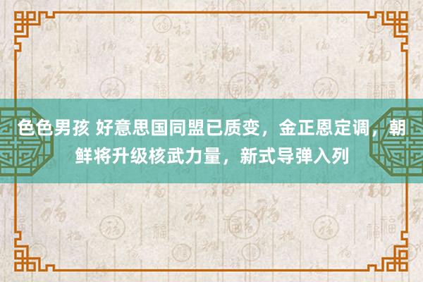 色色男孩 好意思国同盟已质变，金正恩定调，朝鲜将升级核武力量，新式导弹入列