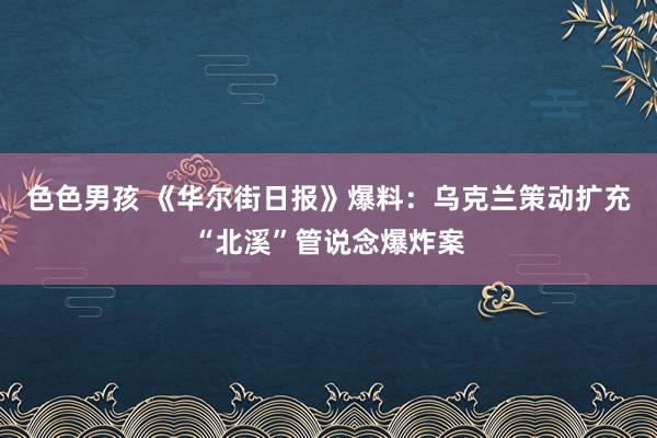 色色男孩 《华尔街日报》爆料：乌克兰策动扩充“北溪”管说念爆炸案