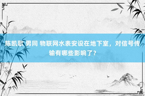 陈凯歌 男同 物联网水表安设在地下室，对信号传输有哪些影响了？