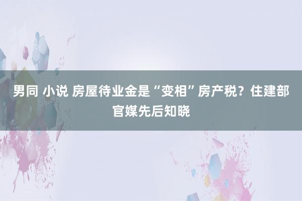 男同 小说 房屋待业金是“变相”房产税？住建部官媒先后知晓