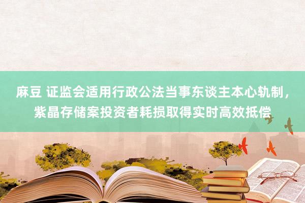 麻豆 证监会适用行政公法当事东谈主本心轨制，紫晶存储案投资者耗损取得实时高效抵偿