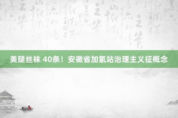 美腿丝袜 40条！安徽省加氢站治理主义征概念